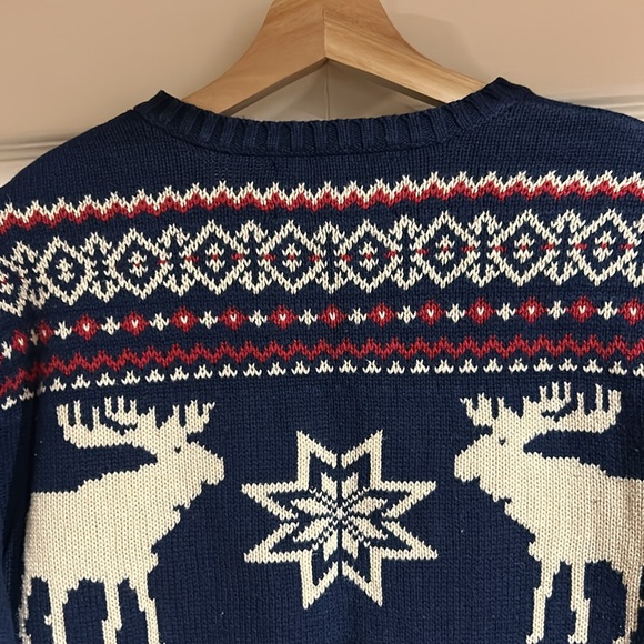 American Living Vintage 100% Cotton Winter Moose Sweater - Picture 6 of 8